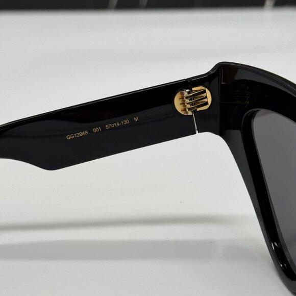 NEW GG1294S 001 GUCCI SUNGLASSES SHINY BLACK GREY CAR EYE WOMEN EYEWEAR GUCCI - Picture 10 of 12